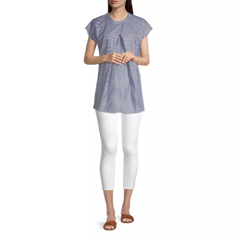 Harshman‎ Sonnet Cotton Blouse Navy Stripes